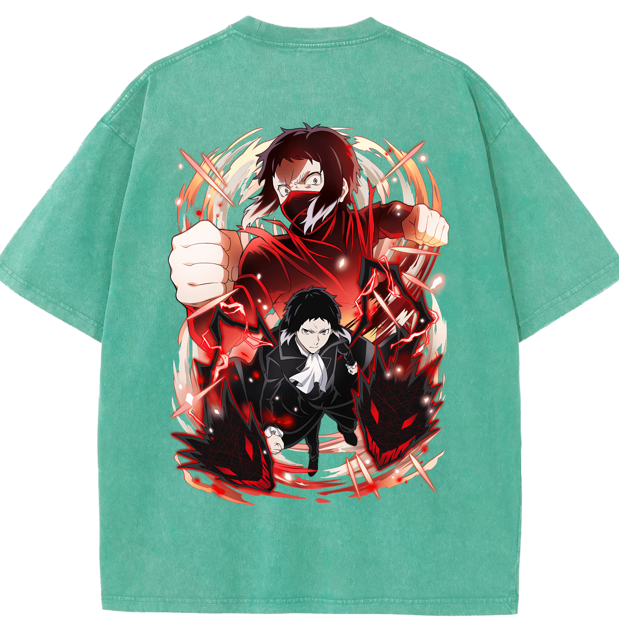 （画像用） 文豪ストレイドッグス Bungo Stray Dogs 綿100% ヴィンテージ風 半袖Tシャツ（背面プリント）